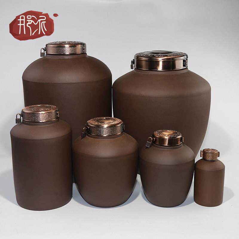 宜兴紫砂密封家用陶瓷酒坛子1/3/5/10/30/50/100斤大酒瓶酒缸罐子