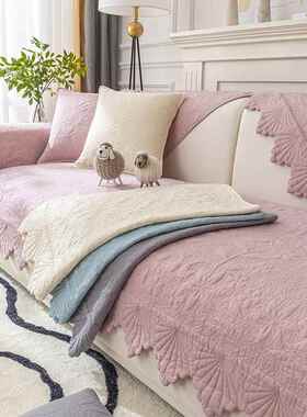 纯沙发垫四棉季防滑约通用布XZW艺简约套罩粉色园田简夏季2025年