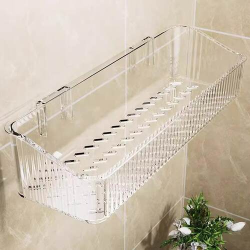 No-Drill Bathroom Storage Shelf, Transparent Acrylic Wall-Mo