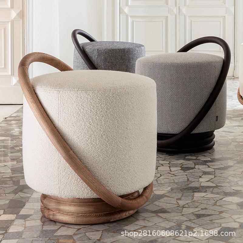 实木化妆凳客厅可坐脚凳卧室梳妆台凳子家具矮凳圆墩可移动圆凳