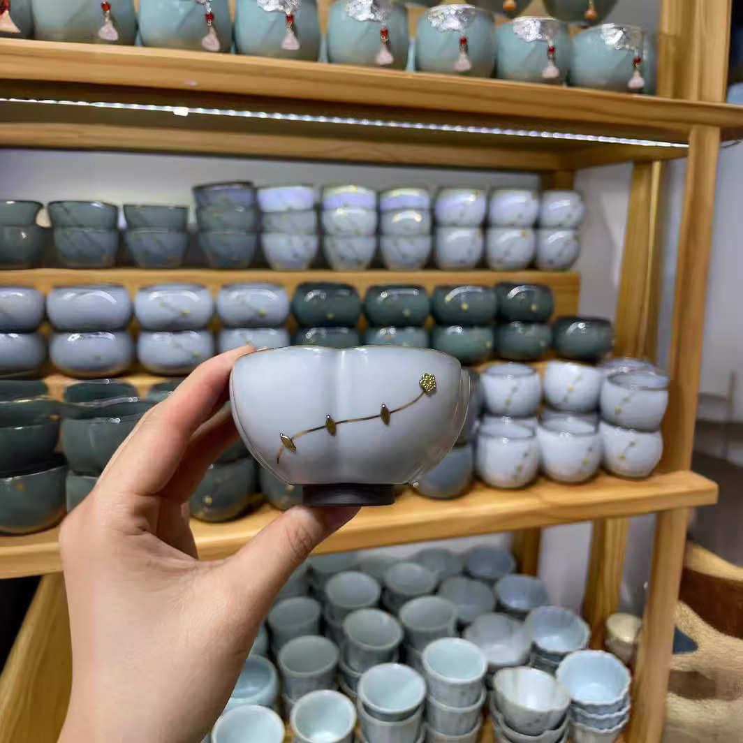 主人杯锔钉品茗杯功夫茶具个人杯专用锔碗杯陶瓷茶杯单杯伴手礼