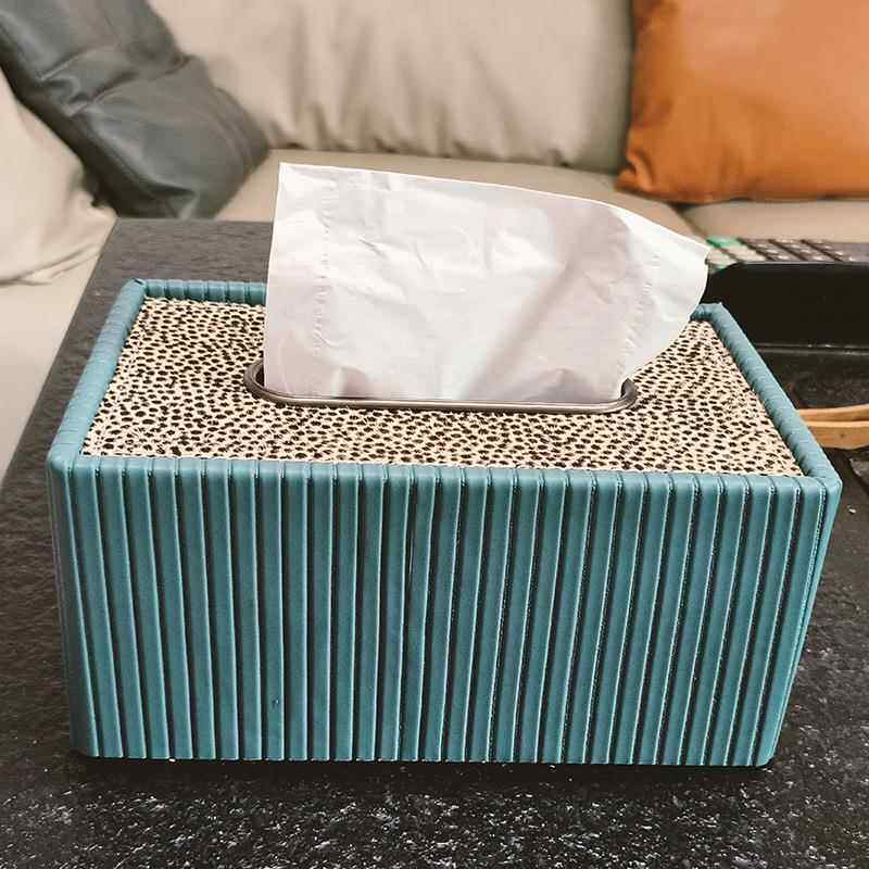 奢皮革纸巾盒家抽用LCF客厅茶几汽车纸桌盒创轻意摆件装饰品面抽