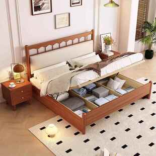 法式 民宿床 全木床现型代实简约1.5m双人主卧.8单人日1CiY264ES式