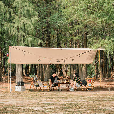 网红露营天幕帐篷户外野营遮阳棚涂银天幕布便携式防雨防晒野营