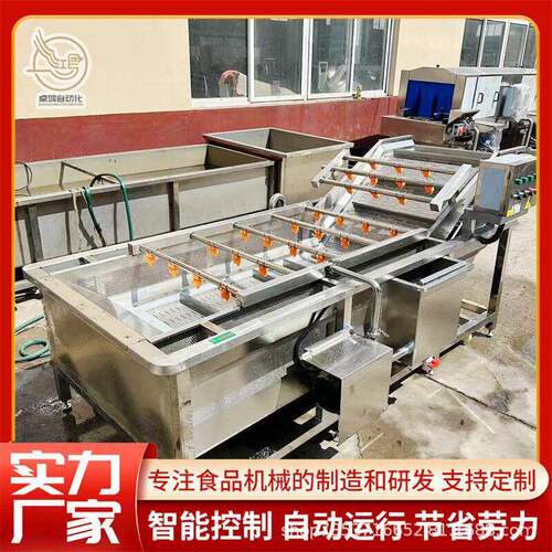全自动果蔬气泡清洗机 连续式圣女果清洗设备 商用蔬菜清洗流水线