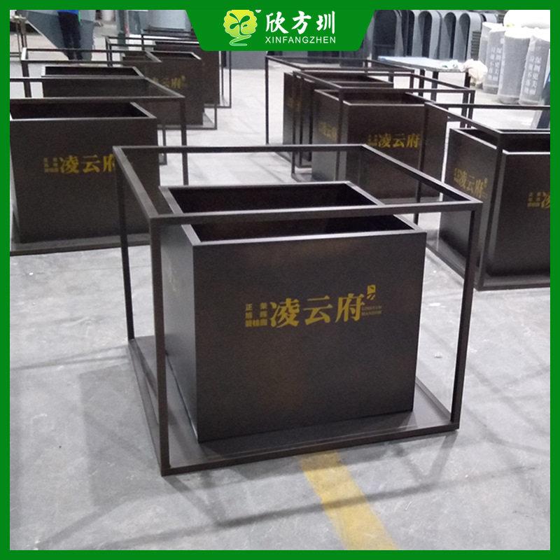 大型户外物业小区艺花箱组合不锈钢种植花盆景观街道路边花架