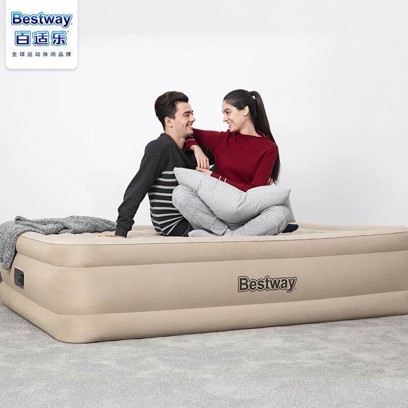 bestway69050百适乐充气床双人充气床垫户外折叠气垫床植绒内置泵