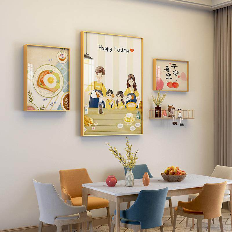 北欧餐厅装饰画现代简约餐桌墙面挂画组合暖居饭厅客厅背景墙壁画