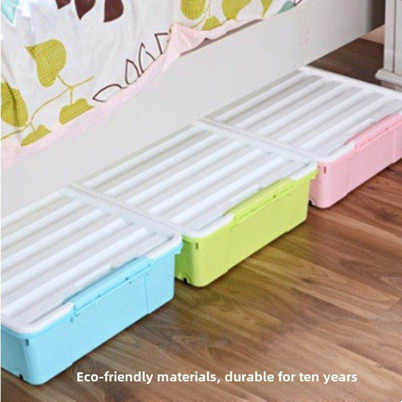 大型环保塑料收纳箱床下收纳箱带滑轮平长盖收纳箱,收纳整理,收纳箱,淘宝优惠券,粉丝福利购,淘宝优惠卷