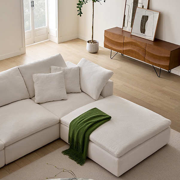 意式极简CLOUD设计师云沙发客厅奶油风羽绒棉麻布艺沙发直排组合