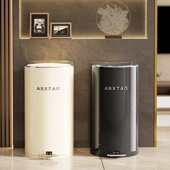 大容量脚踏铁皮垃圾桶带盖金属圆形纸篓密封家用客厅卧室卫生间