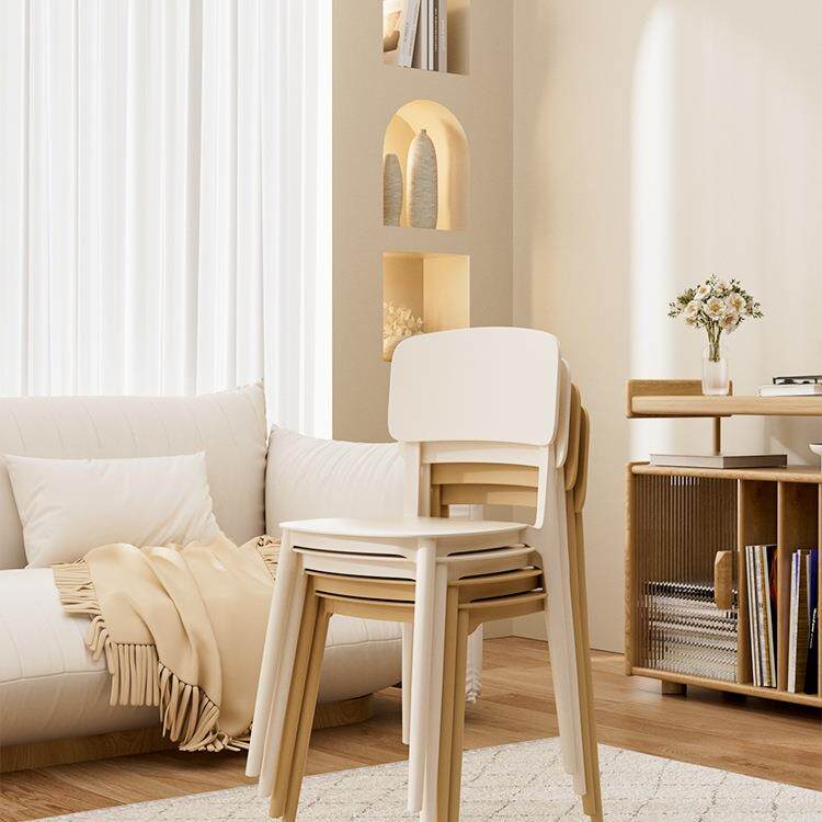 可叠放餐椅加厚塑料家用现代简约靠背椅子奶油凳子餐厅餐桌椅靠背