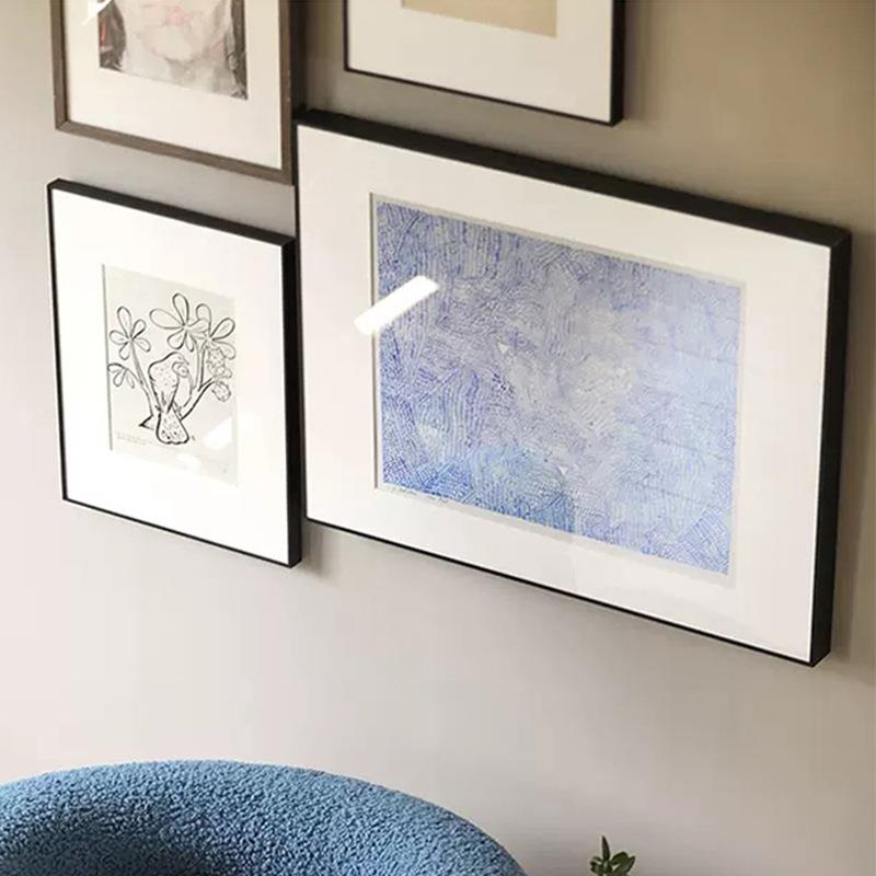 荷尔斯泰因抽象蓝白点组合小众艺术客厅装饰画样板房挂画线条壁画