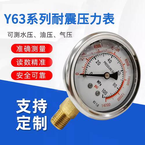 力表YN6压不锈钢耐震径3向油压Y63径向压气压0水-1.6/100MPa多量