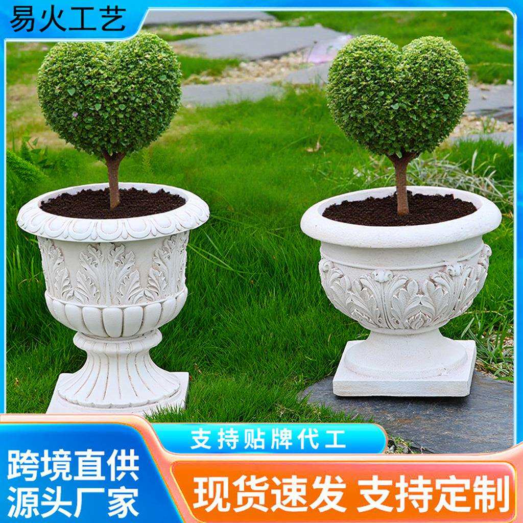 欧式罗马柱花盆摆件别墅花园庭院婚庆装饰阳台复古户外罗马柱花盆