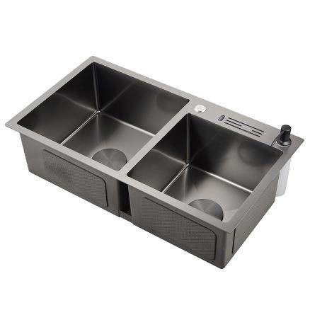 黑色纳米不锈钢双槽单槽加厚厨房洗碗槽洗菜池家用304钢直销