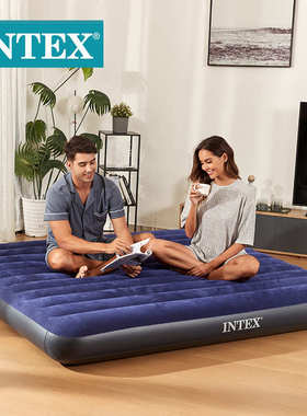 车载气垫床充气野营户外批发intex64755 绒床垫床 深蓝色植充气