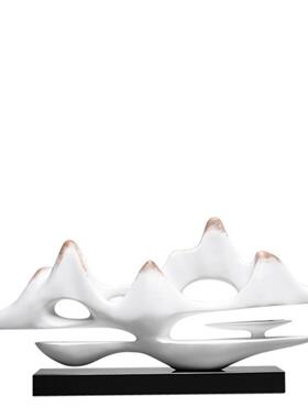 现代新中式假山高端摆件酒店玄关办公室样板间软装饰品高级感小众