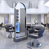 家直销新款 理发镜单双面落镜美用发店专轻奢简厂约地剪发008烫染