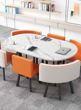 椭圆形会议桌简约现代-812人长桌条书23495馆阅览室培图训接待桌