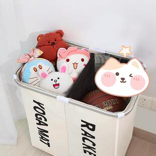 玩具收纳箱布艺桶儿童球拍脏衣服毛绒娃折叠带轮大容量宝宝篮筐AI