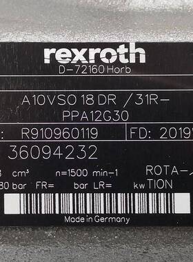 R910960119AA10VSO18DR/31R-PPA12G30#Rexroth//力士乐