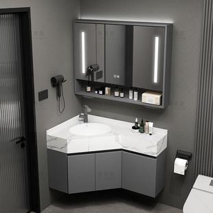 定制异形三角浴室柜组合转角卫浴洗脸盆洗漱台洗手盆岩板一体简约