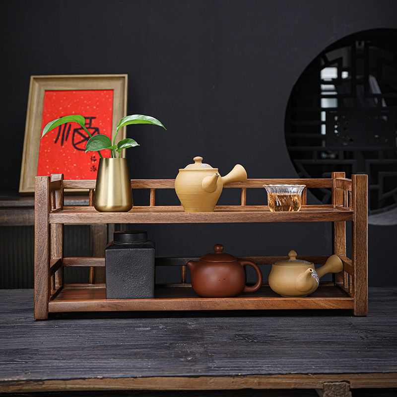 南美胡桃木茶具收纳架多层展示架茶道配件杯架桌面茶杯茶壶置物架