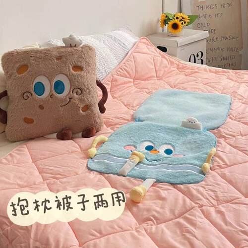ll抱枕被子两用午休加厚汽车折叠车用枕头办公室午睡毯子二合一靠