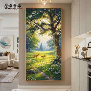 大村绘油画关装饰画美玄式风景挂画正芬对门入户画手走THG廊过道