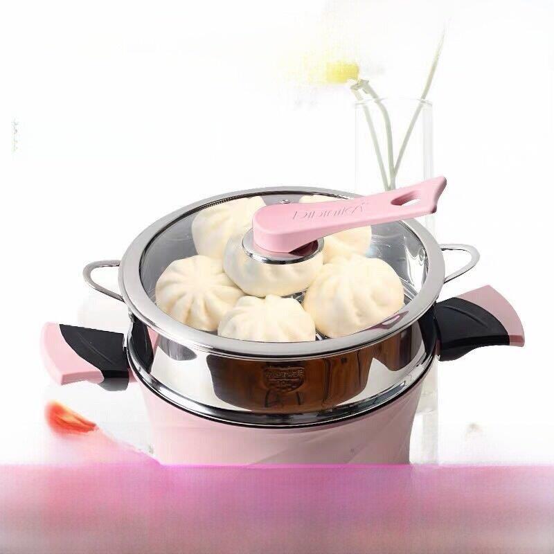 网红汤锅蒸屉304不锈钢24cm奶锅蒸笼蒸格蒸馒头蒸层