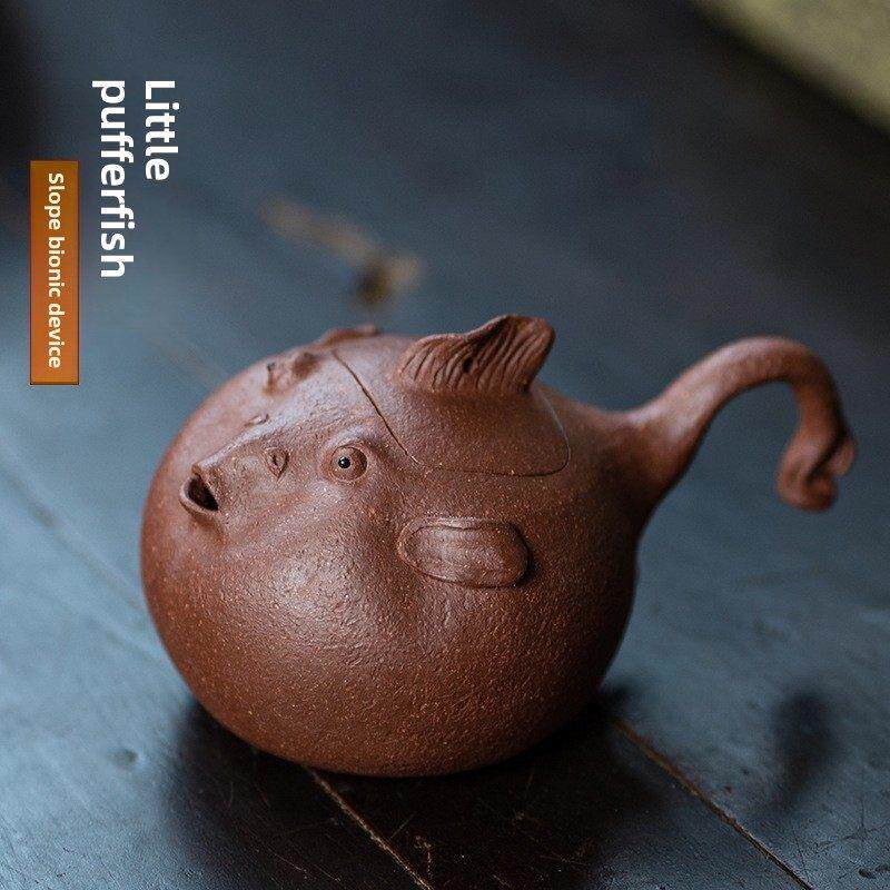 宜兴紫砂壶彷生河豚原矿降龙坡紫泥功夫茶具套装家用泡茶壶