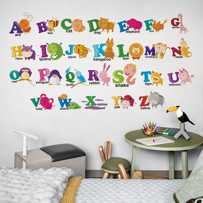 旅康CHAB小动物字母表幼儿园卧室房间儿童启蒙认知早教贴纸定制