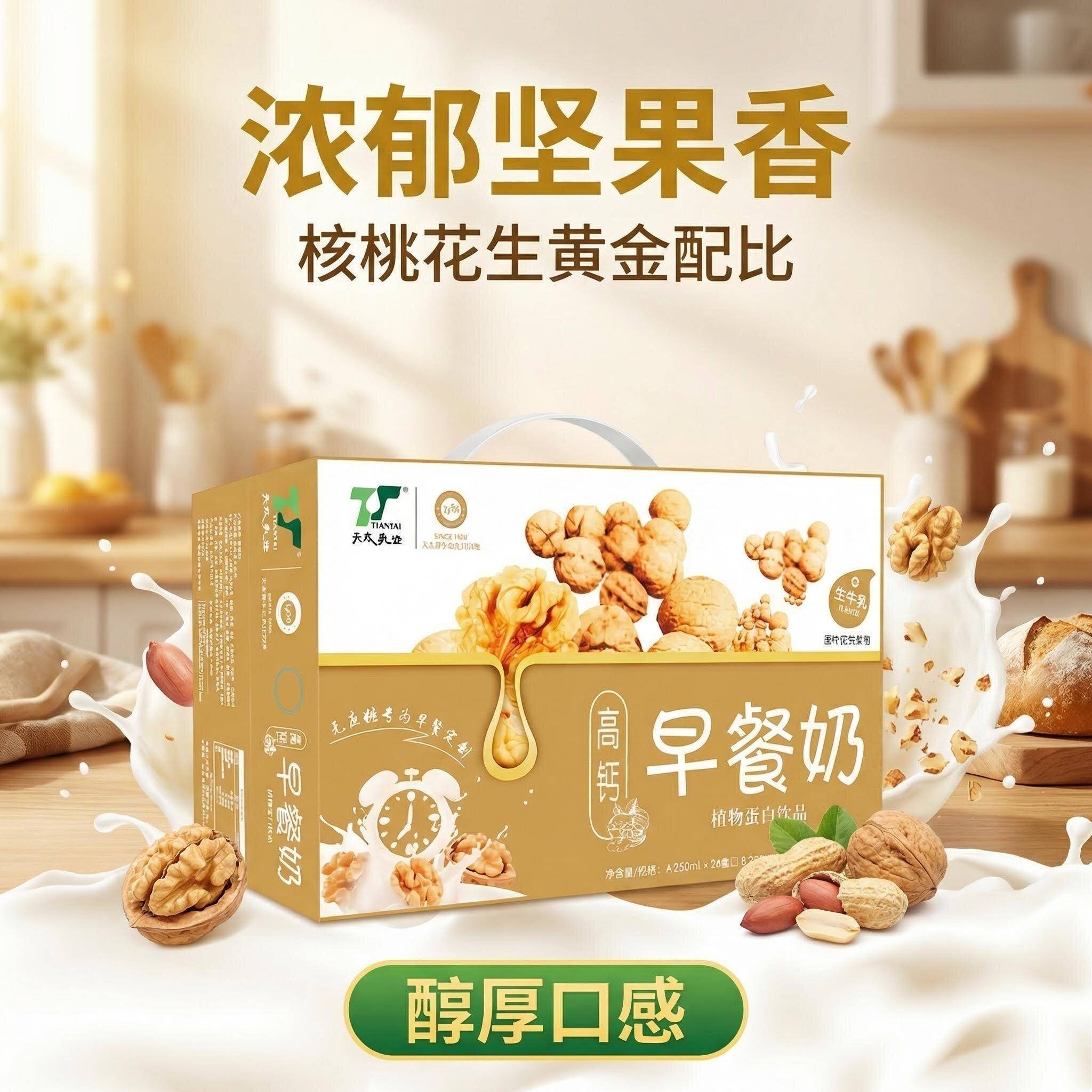 老人儿童营养早餐奶高钙整箱24盒添加牛奶生牛乳核桃花生味饮品