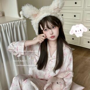 原创款「轻松熊与甜点兔」日系可爱印花小翻领春夏女睡衣短袖短裤