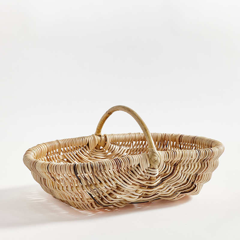 菜篮编织篮鲜花包装开业手提篮子藤编竹编花篮花束插花蓝花店花艺