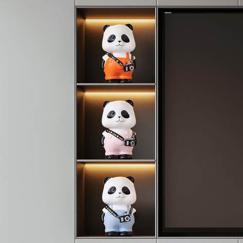 高创意熊猫件轻摆奢高档客厅酒柜电级视柜展示柜家居感小众HGJ装