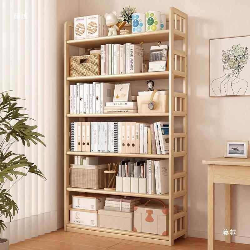 物实木书架置架书桌收纳书柜生家学用绘本架室卧飘窗架客厅RMG靠