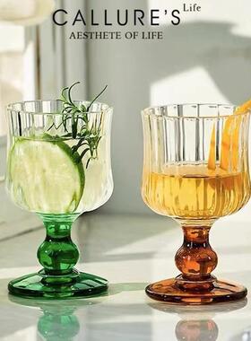 Callure杯子高颜值ins风玻璃杯中古高脚杯红酒杯果汁香槟杯