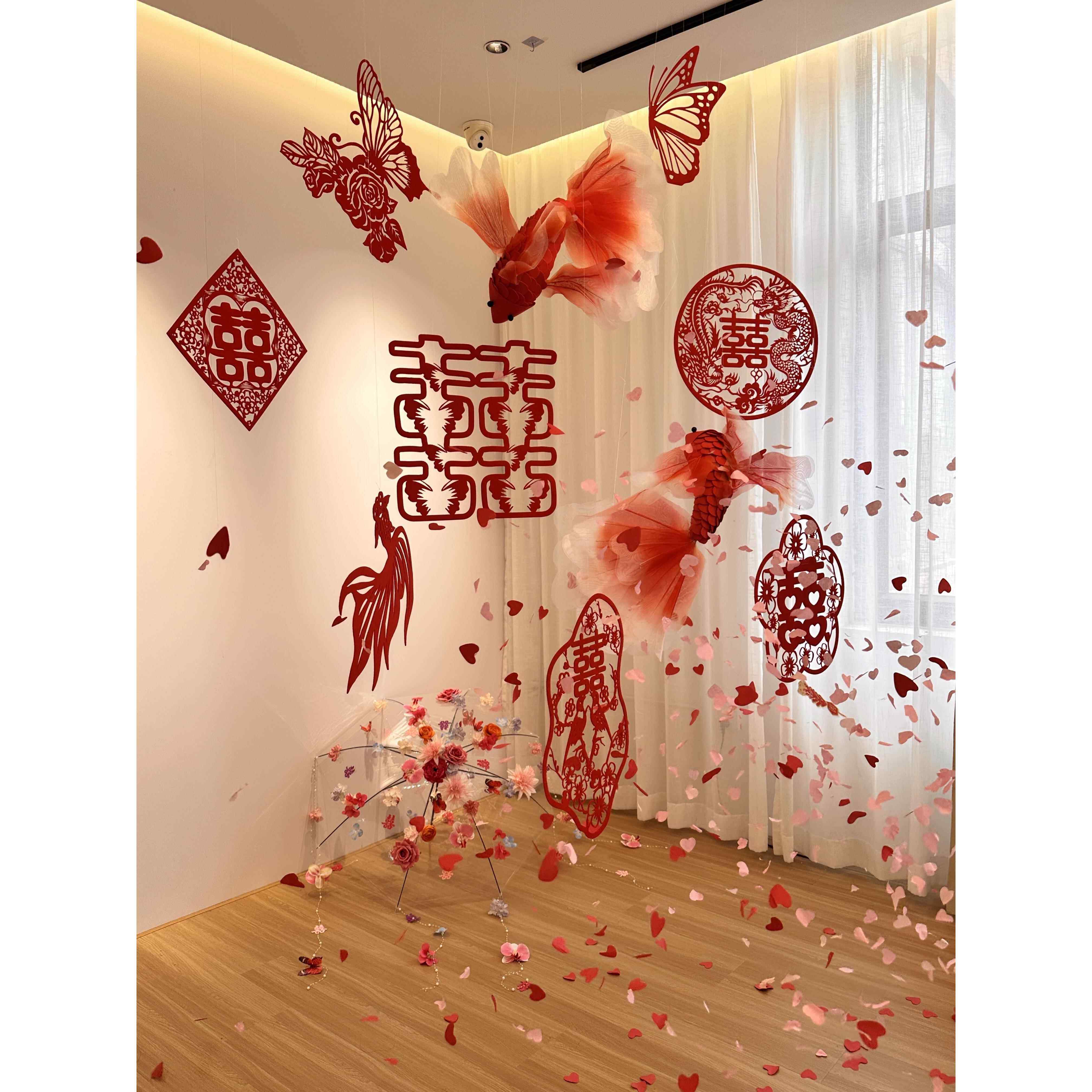 婚房布置结婚装饰卧室女方男方客厅拉花氛围感套装吊顶喜字背景墙,节庆用品/礼品,拉花,淘宝优惠券,粉丝福利购,淘宝优惠卷