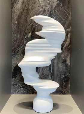 约黑白哑光抽象人物摆件现代简视售楼部酒店关玄电柜树脂大EDG装