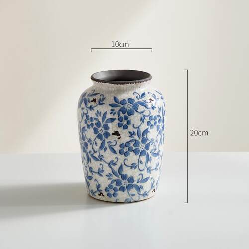 高档新玄式青花瓷花瓶大绿植饰插花水培覆古陶瓷花中器客厅关装品