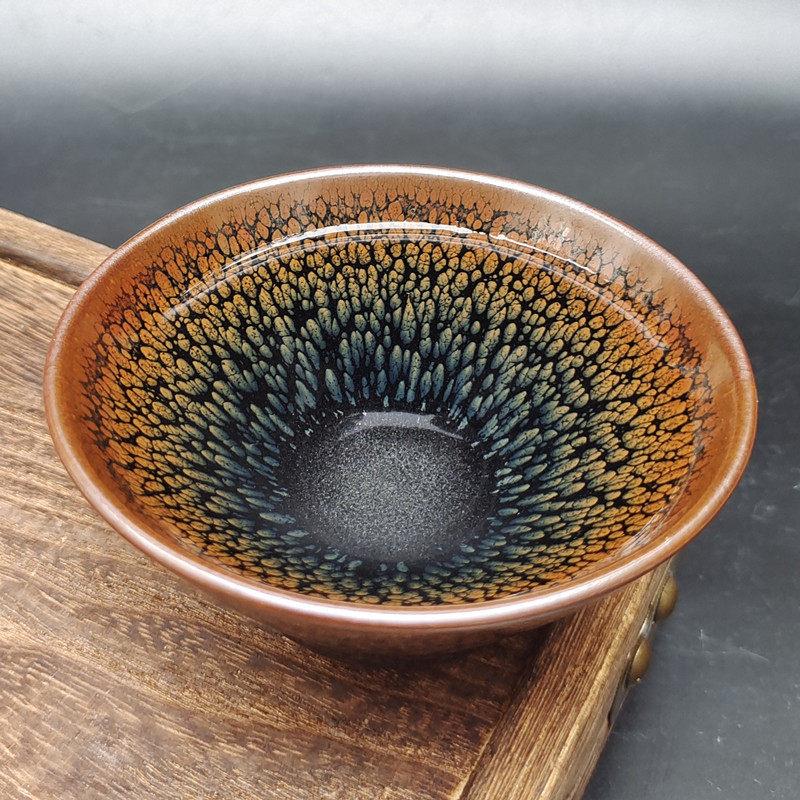 正品建阳建盏茶杯原矿主人品茗杯铁胎单茶碗大对杯鹧鸪斑建盏茶杯