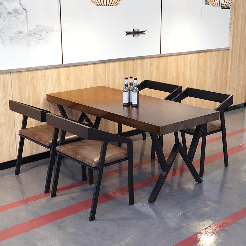 长方形餐桌烧烤店音乐餐吧家用酒吧清吧工业风实木吃饭桌子火锅桌