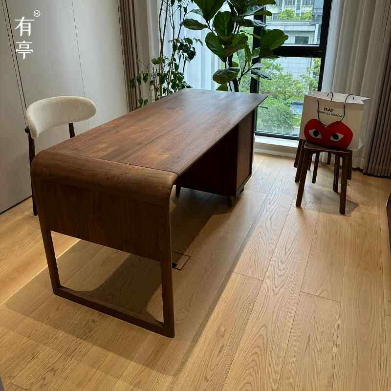 有亭新中式实木书桌椅组合高端国学桌国画 画桌书法桌办公接待洽