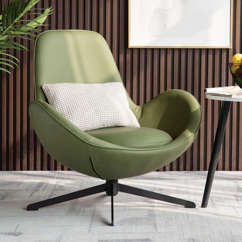 2I意式单人沙发椅轻奢阳台懒人蛋壳椅酒店简约客厅皮质旋转休闲单