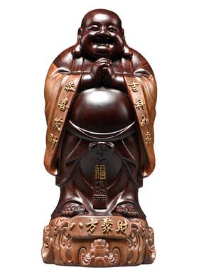 黑檀木雕弥勒佛像摆件实木雕刻八方佛笑佛家居客厅红木送礼工艺品
