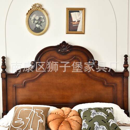 实木中古风安娜床公主床1.8米主卧室双人气压床法式储物抽屉高箱