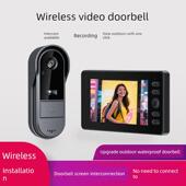 新型智能门铃显示屏幕家庭视觉监控无线对讲猫眼摄像头无冲孔接线