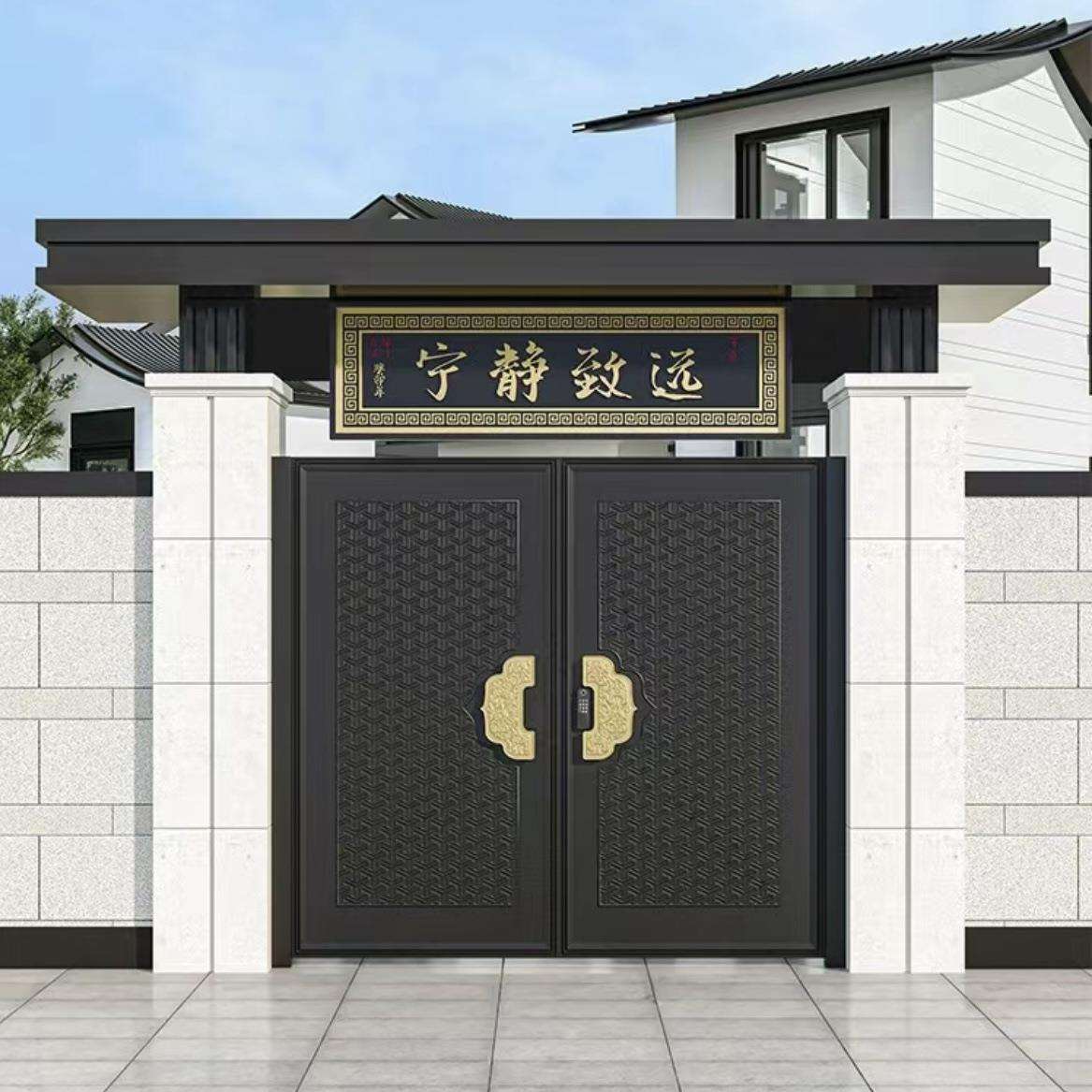 中式风格铝艺铁艺庭院门入户门表面防晒喷涂工艺防盗门别墅大门